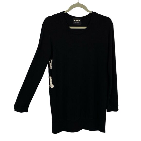 Monrow Maternity Side Laced Sweater Size Small Black Long Sleeves - Picture 1 of 10